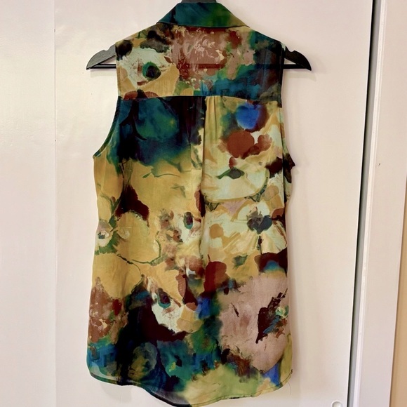 Le Chateau| Sleeveless Blouse Green, Brown, Yellow Sz L - Picture 3 of 4
